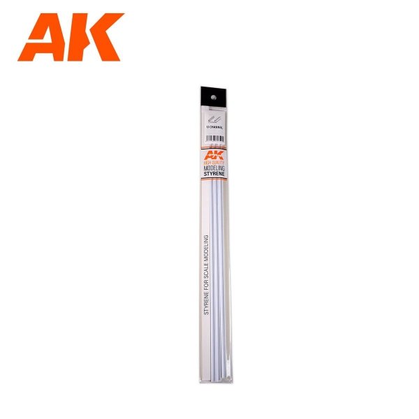 AK Interactive AK6555 CHANNEL 3.0 WIDTH X 350MM – STYRENE U CHANNEL – (4 UNITS)