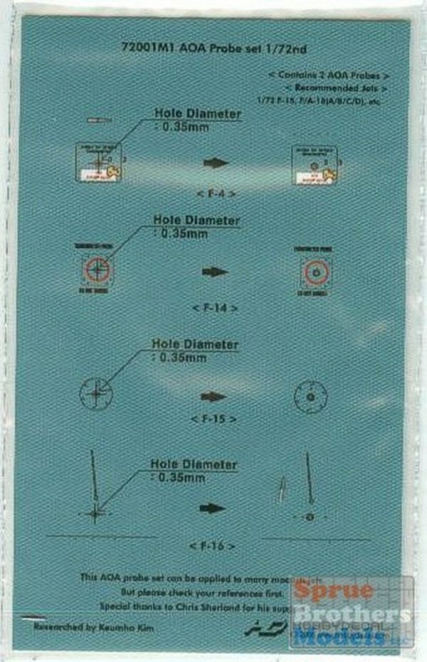 HobbyDecal MT72001V1 AOA Probe Set 1/72