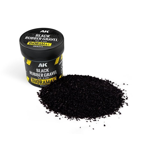 AK Interactive AK8311 BLACK RUBBER GRAVEL 0,8-2MM 100ml