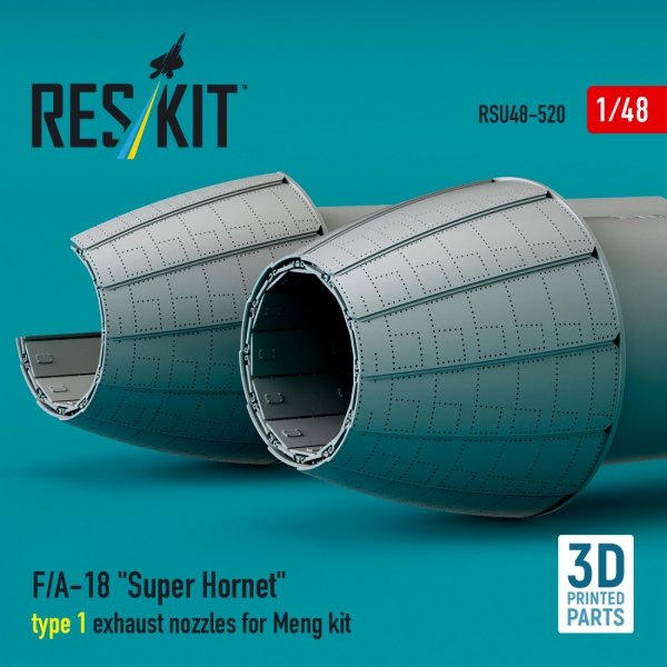 RESKIT RSU48-0520 F/A-18 "Super Hornet" type 1 exhaust nozzles for Meng kit (3D Printed) 1/48