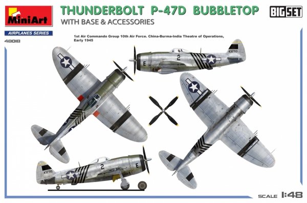 MiniArt 48018 THUNDERBOLT P-47D BUBBLETOP WITH BASE &amp; ACCESSORIES. BIG SET 1/48