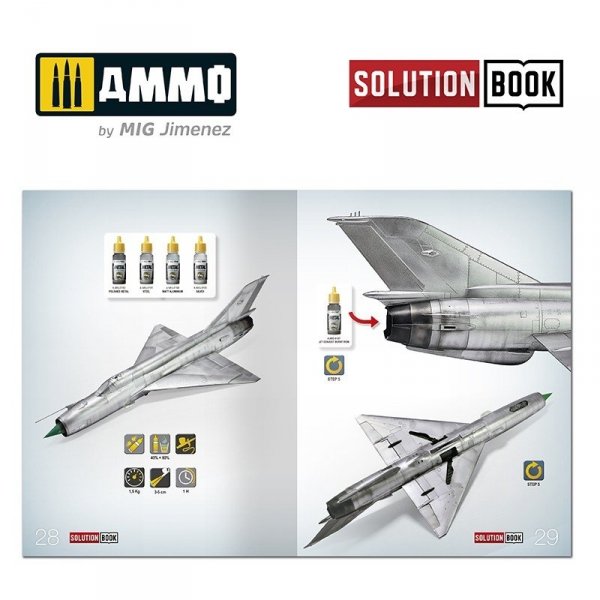 AMMO of Mig Jimenez 6521 How To Paint Bare Metal Aricraft Solution Book