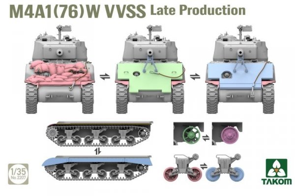 Takom 2207W SHERMAN² BOX M4A1(76W) VVSS Late Production+M51 "DEGEM ALEF"+US ARMY 1/4TON UTILITY TRUCK &amp; MP FIGURE 1/35