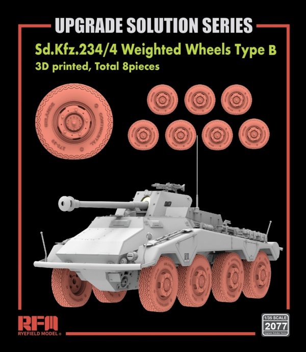 Rye Field Model 2077 Sd.Kfz.234/4 Weighted wheels Type B 1/35