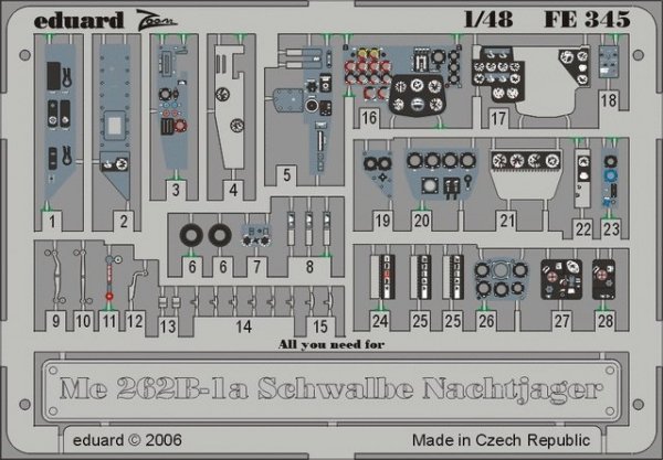 Eduard FE345 Me 262B-1a Schwalbe Nachtjager 1/48 Dragon
