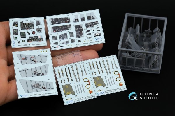 Quinta Studio QD+48488 F-4D early Phantom II 3D-Printed &amp; coloured Interior on decal paper (Academy) (with 3D-printed resin parts) 1/48