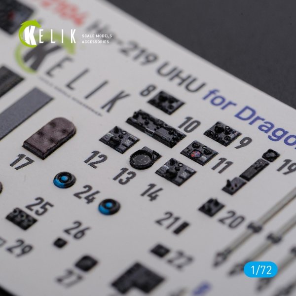 KELIK K72104 HE-219 UHU interior 3D decals for Dragon kit 1/72