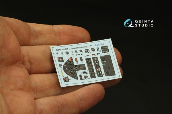 Quinta Studio QD48399 F8F-2 Bearcat 3D-Printed &amp; coloured Interior on decal paper (Academy) 1/48