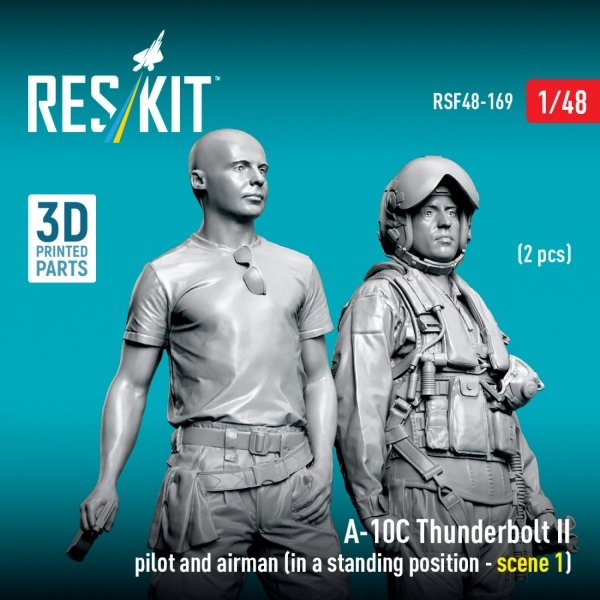 RESKIT RSF48-0169 A-10C Thunderbolt II pilot and airman (in a standing position - scene 1) (2 pcs) (3D Printed) (1/48)