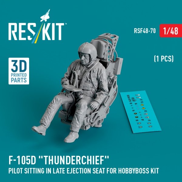 RESKIT RSF48-0070 F-105D &quot;Thunderchief&quot; pilot sitting in late ejection seat for HobbyBoss kit (1 pcs) (3D Printed)  1/48
