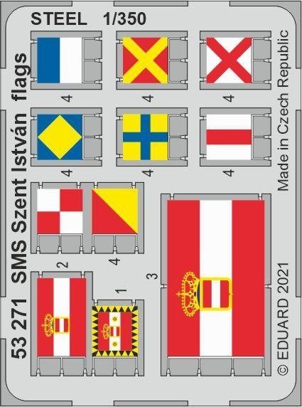 Eduard 53271 SMS Szent István flags STEEL TRUMPETER 1/350