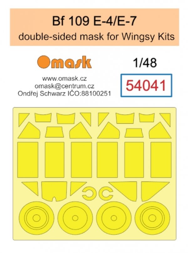 Omask 54041 Bf 109 E-4 / E-7 double-sided mask (for Wingsy Kits) 1/48