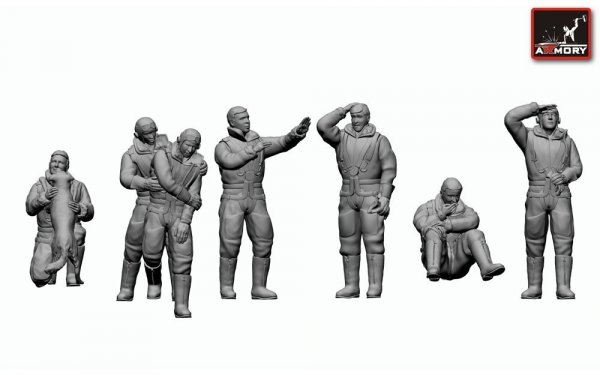 Armory Models F7224 RAF WWII heavy bomber crew in high altitude outfit, full set 1/72
