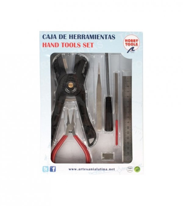 ARTESANIA LATINA 27001N Zestaw narzędzi nr 1 - giętarka do desek, pęseta, młotek, tarnik płaski, linijka i szczypce