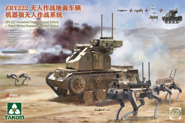 Takom 2223 ZRY-222 Unmanned Combat Ground Vehicle &amp; "Robot Wolves" Unmanned Combat System 1/35