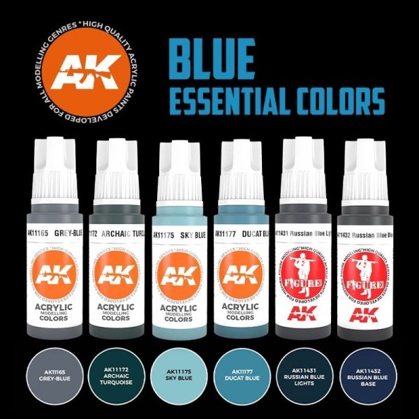 AK Interactive AK11618 BLUE ESSENTIAL COLORS 3GEN SET 6x17 ml