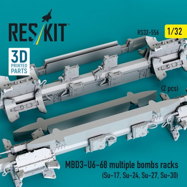 RESKIT RS32-0556 MBD3-U6-68 multiple bombs racks (2 pcs) (Su-17, Su-24, Su-27, Su-30) (3D Printed) (1/32)