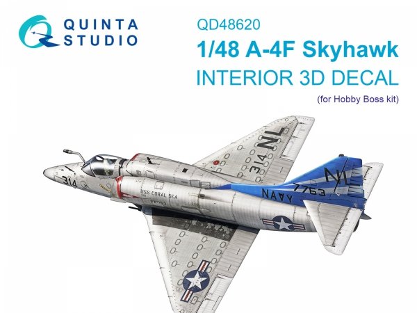 Quinta Studio QD48620 A-4F Skyhawk 3D-Printed &amp; coloured Interior on decal paper ( Hobby Boss ) 1/48