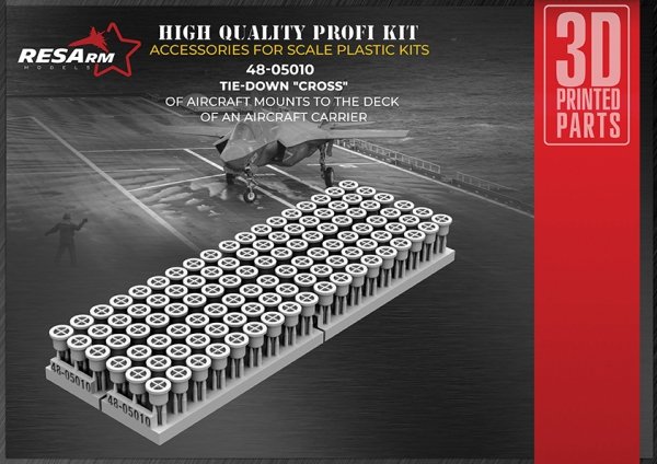 RESArm 48-05010 FASTENER, AIRCRAFT CARRIER, Set of TIE-DOWN "CROSS" (3D resin printing) 1/48