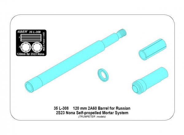 Aber 35L-308 Lufa 120mm 2A60 do rosyjskiego moździerza 2S23 Nona 1/35