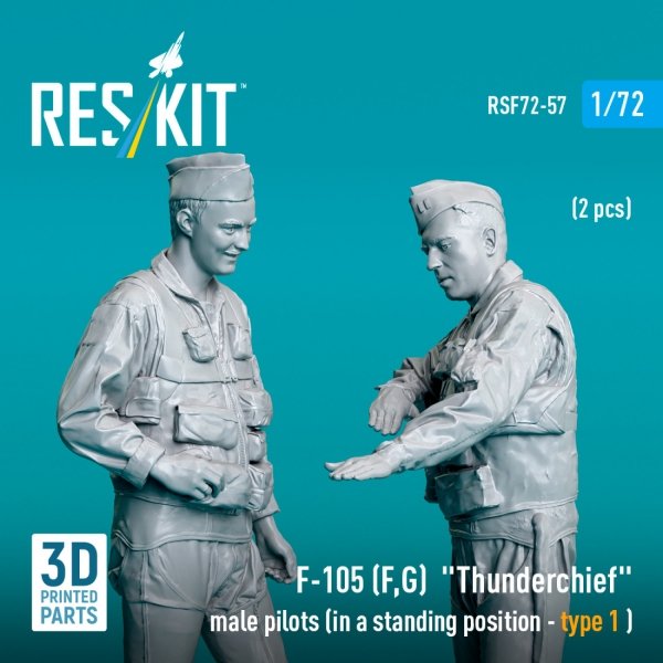 RESKIT RSF72-0057 F-105 (F, G) "Thunderchief" male pilots (in a standing position - type 1 ) (2 pcs) (3D Printed) (1/72)