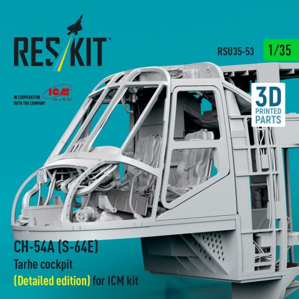 RESKIT RSU35-0053 CH-54A (S-64E) Tarhe cockpit (Detailed edition) for ICM kit (3D Printed) (1/35)