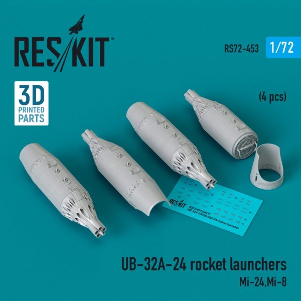 RESKIT RS72-0453 UB-32A-24 rocket launchers (4 pcs) (3D Printed) 1/72