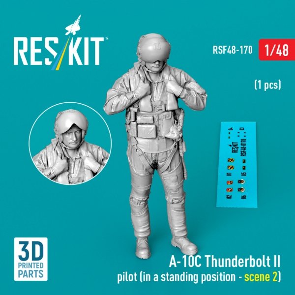 RESKIT RSF48-0170 A-10C Thunderbolt II pilot (in a standing position - scene 2) (1 pcs) (3D Printed) (1/48)