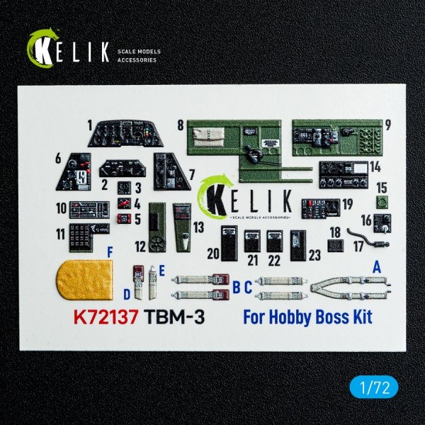 Kelik K72137 TBM-3 Avenger - interior 3D decals for HobbyBoss kit (1/72)