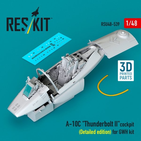 RESKIT RSU48-0539 A-10C "Thunderbolt II" cockpit (Detailed edition) for GWH kit (3D Printed) (1/48)