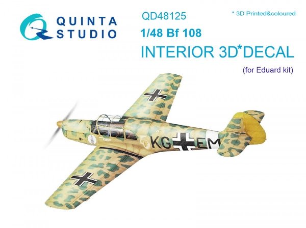 Quinta Studio QD48125 Bf108 3D-Printed &amp; coloured Interior on decal paper (Eduard) 1/48