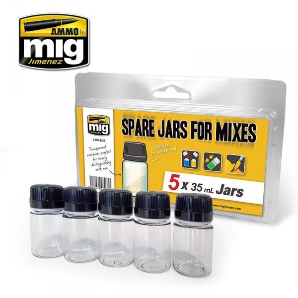 AMMO of Mig Jimenez 8033 SPARE JARS FOR MIXES (5 x 35 ml jars)