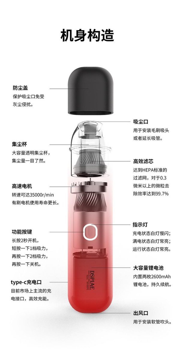 DSPIAE HC-V Portable handheld vacuum cleaner