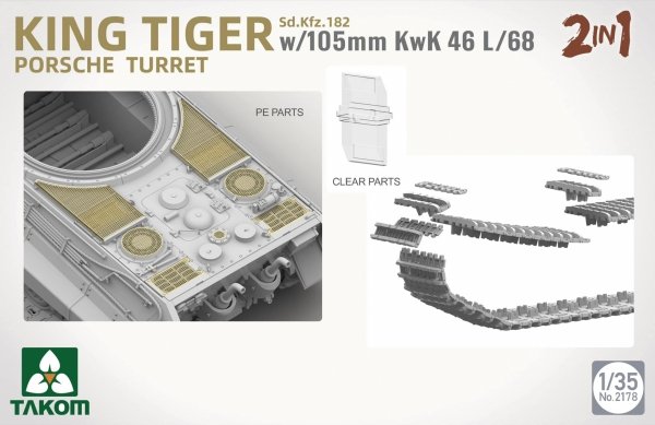 Takom 2178 Sd.Kfz.182 King Tiger Porsche Turret With 105mm KwK 46L/68 - 2 In 1 1/35