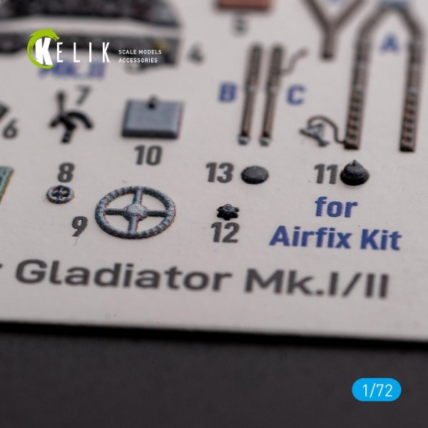 KELIK K72128 Gloster Gladiator Mk.I/II - interior 3D decals for Airfix kit 1/72