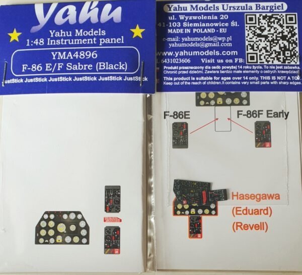 Yahu YMA4896 F-86 E/F Black Hasegawa / Eduard / Revell 1/48