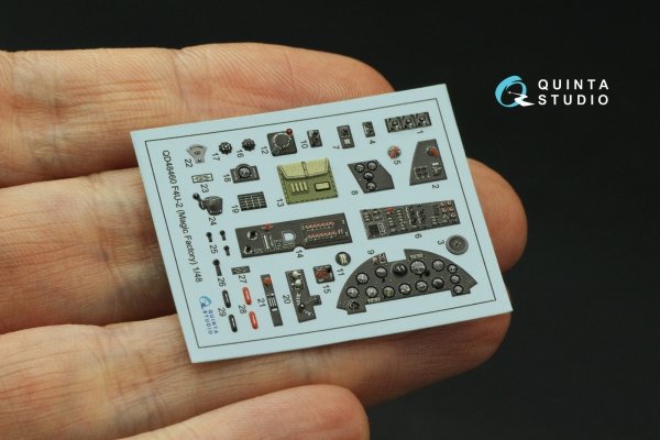 Quinta Studio QD48460 F4U-2 Corsair 3D-Printed coloured Interior on decal paper (Magic Factory) 1/48