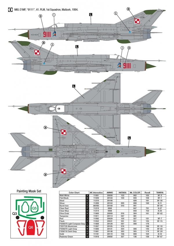 Hobby 2000 32019 MiG-21MF Polish Air Force (TRUMPETER + CARTOGRAF + MASKI ) 1/32