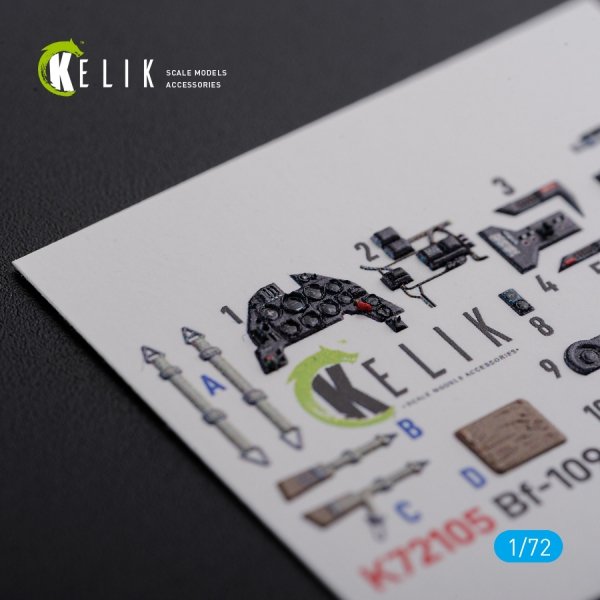 KELIK K72105 BF109 G-6 interior 3D decals for Tamiya kit 1/72