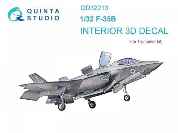 Quinta Studio QD32213 F-35B 3D-Printed &amp; coloured Interior on decal paper (Trumpeter) 1/32
