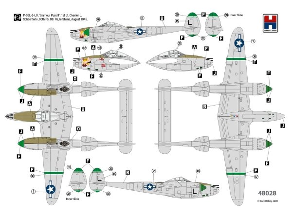 Hobby 2000 48028 P-38L Lightning 80th Fighter Squadron (ACADEMY+ CARTOGRAF + MASKI) 1/48