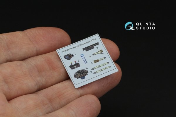 Quinta Studio QD72233 Horten Ho 229 3D-Printed &amp; coloured Interior on decal paper ( Academy ) 1/72