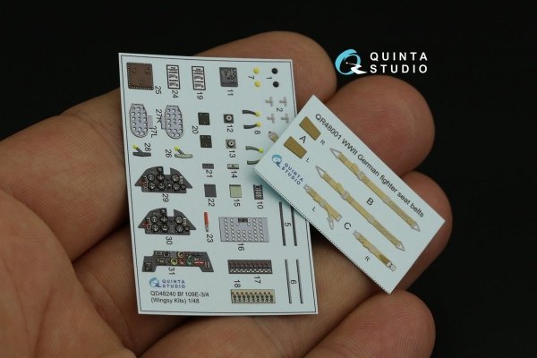 Quinta Studio QD48240 Bf 109E-3/4 3D-Printed &amp; coloured Interior on decal paper ( Wingsy kits) 1/48