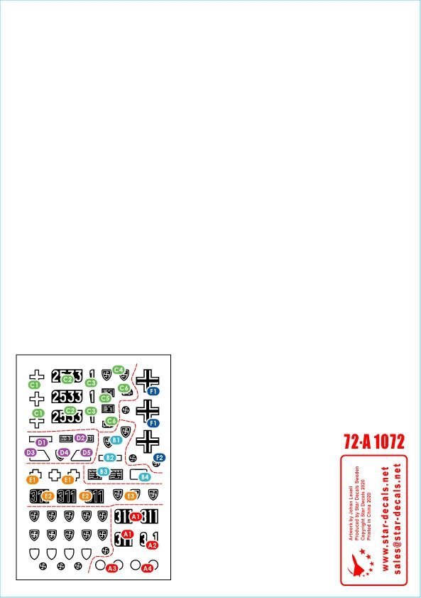 Star Decals 72-A1072 Wiking # 3. 1/72