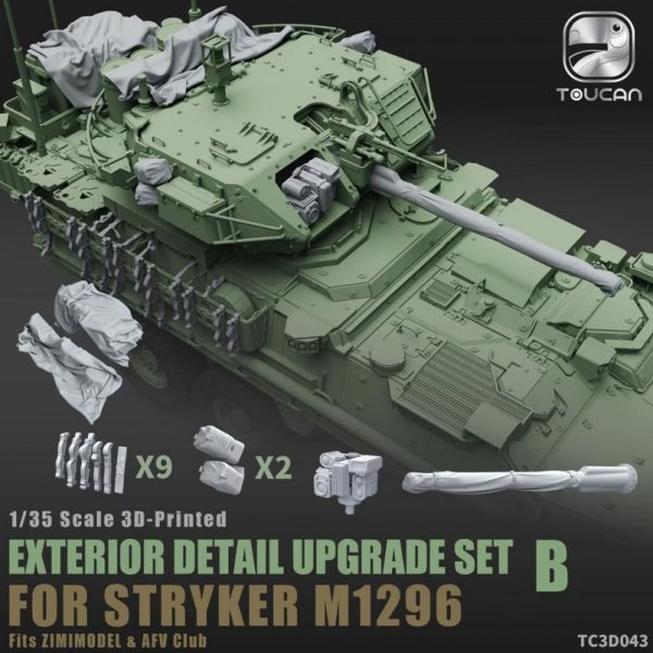 Zimi Model Toucan TC3D043 3D Printed Exterior Detail Upgrade Set B for Stryker M1296 (for Zimi Model and AFV Club Kits) 1/35