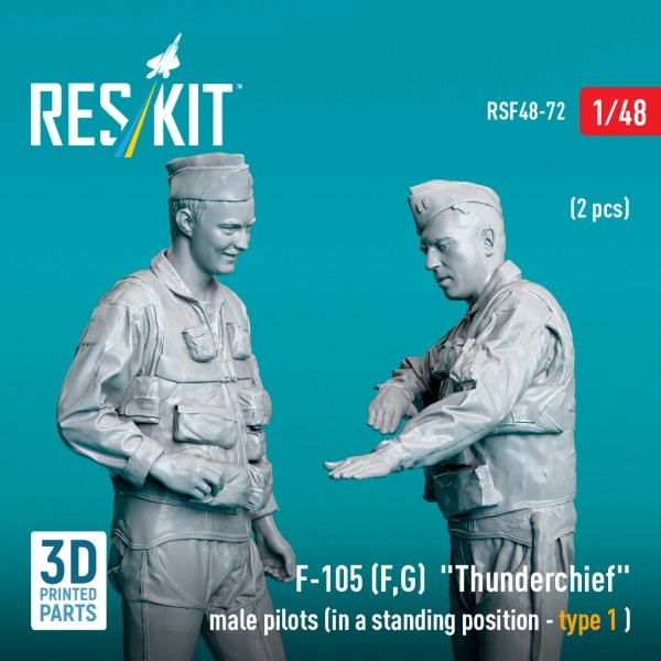 RESKIT RSF48-0072 F-105 (F, G) &quot;Thunderchief&quot; male pilots (in a standing position - type 1) (2 pcs) (3D Printed) 1/48