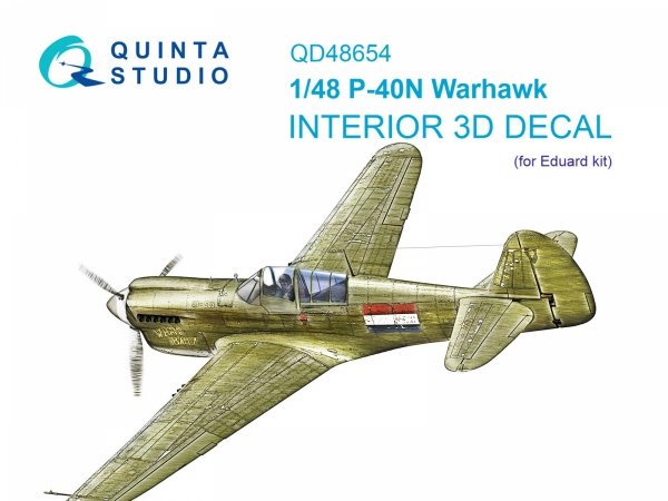 Quinta Studio QD48654 P-40N Warhawk 3D-Printed &amp; coloured Interior on decal paper (Eduard) 1/48