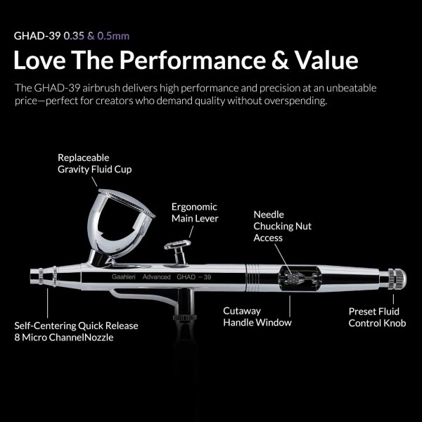 Gaahleri 40133 Advanced Series GHAD-39 Airbrush 0,35 mm &amp; 0,5 mm, 1/4 oz &amp; 1/2 oz