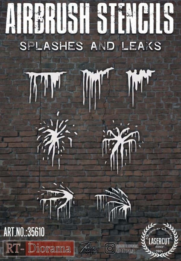 RT-Diorama 35610 Airbrush Stencil: Splashes and Leaks 1/35