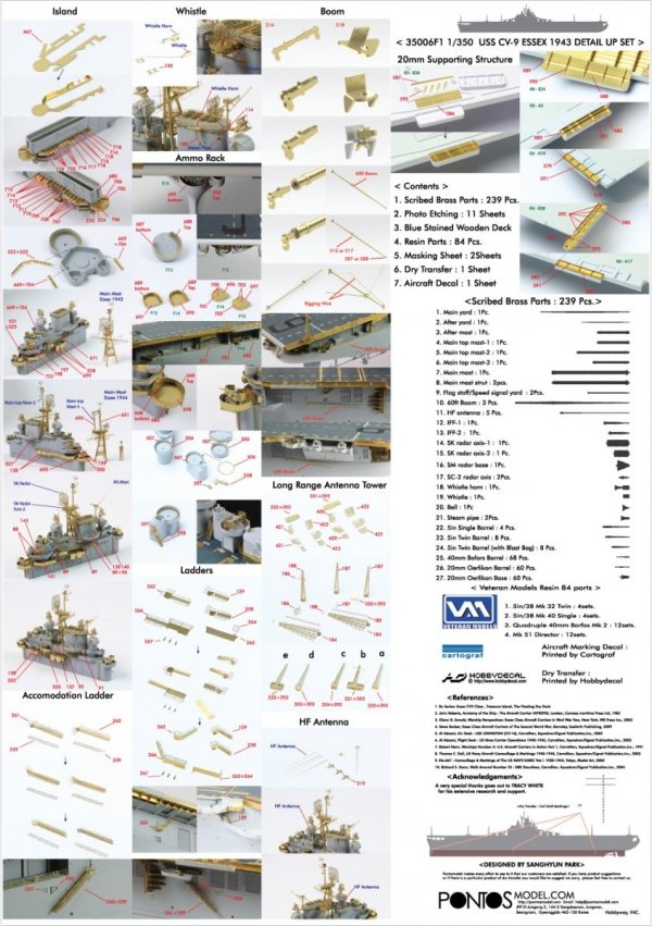 Pontos 35006F1 USS CV-9 Essex 1943 Detail Up Set (1:350)